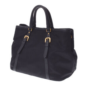 Prada Nylon Black Calfskin Handbag